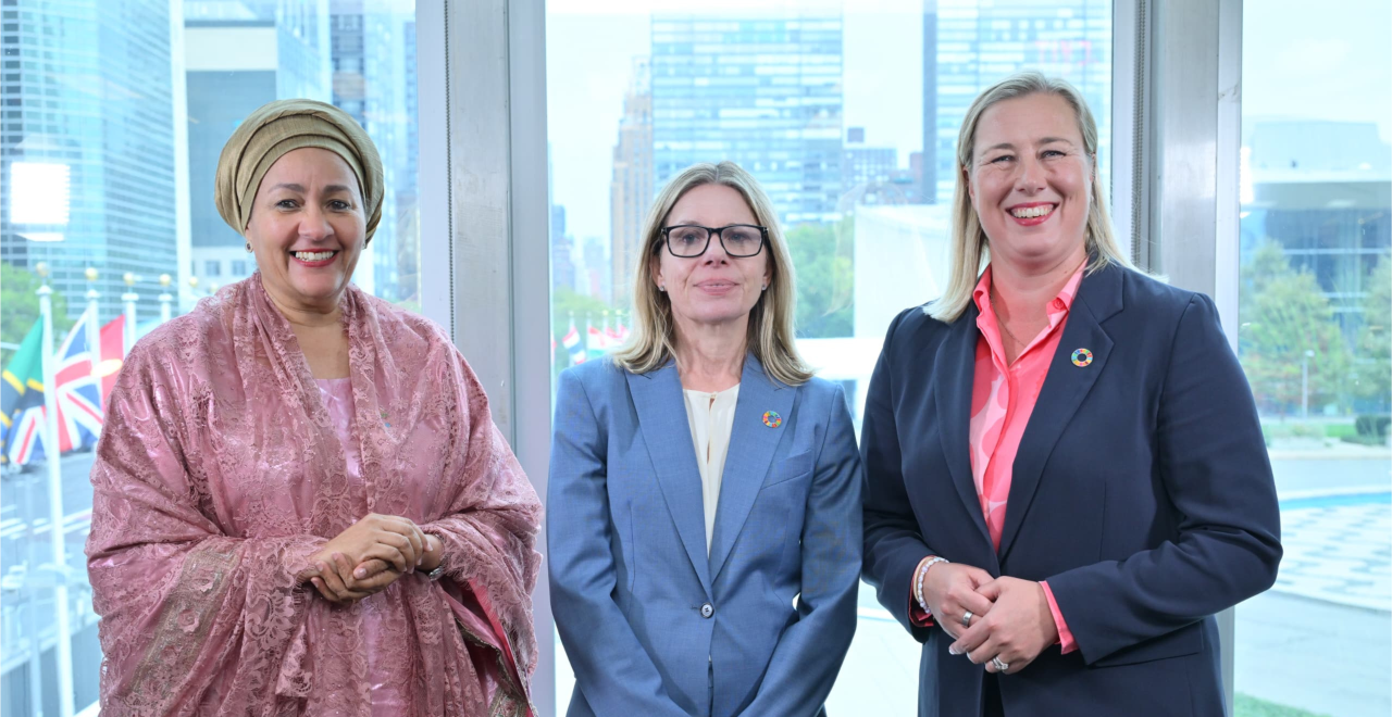 United Nations Deputy Secretary-General Amina J. Mohammed, World Bank Managing Director of Operations Anna Bjerde, European Commissioner for International Partnerships Jutta Urpilainen