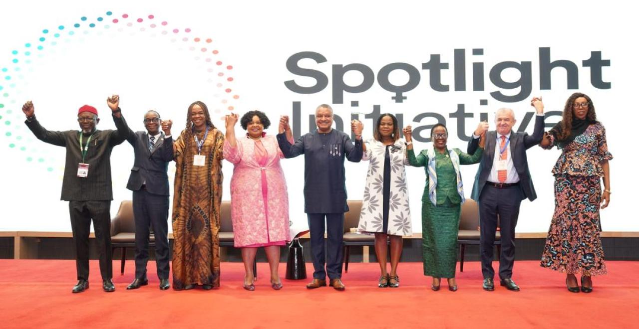 Representatives from the AU, EU, and UN unite for the official launch of SIARP 2.0. Photo: Spotlight Initiative, February 14, 2026, Skylight Hotel, Addis Ababa, Ethiopia.