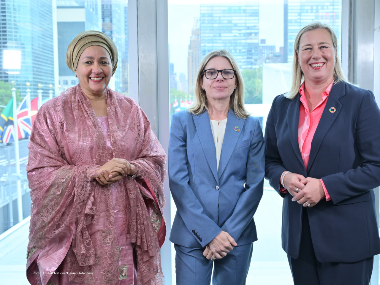 United Nations Deputy Secretary-General Amina J. Mohammed, World Bank Managing Director of Operations Anna Bjerde, European Commissioner for International Partnerships Jutta Urpilainen