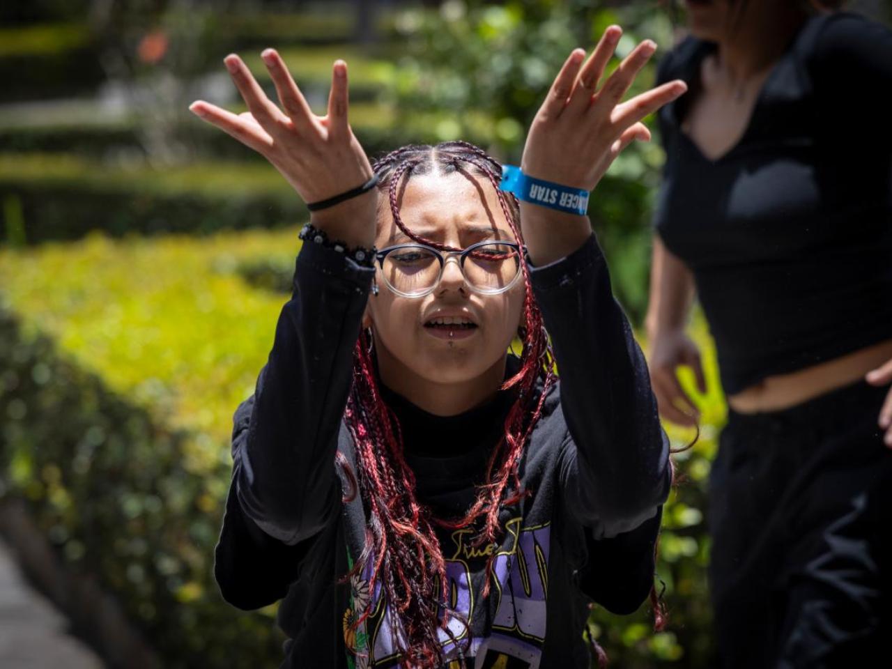 Close up of a girl in dance troupe