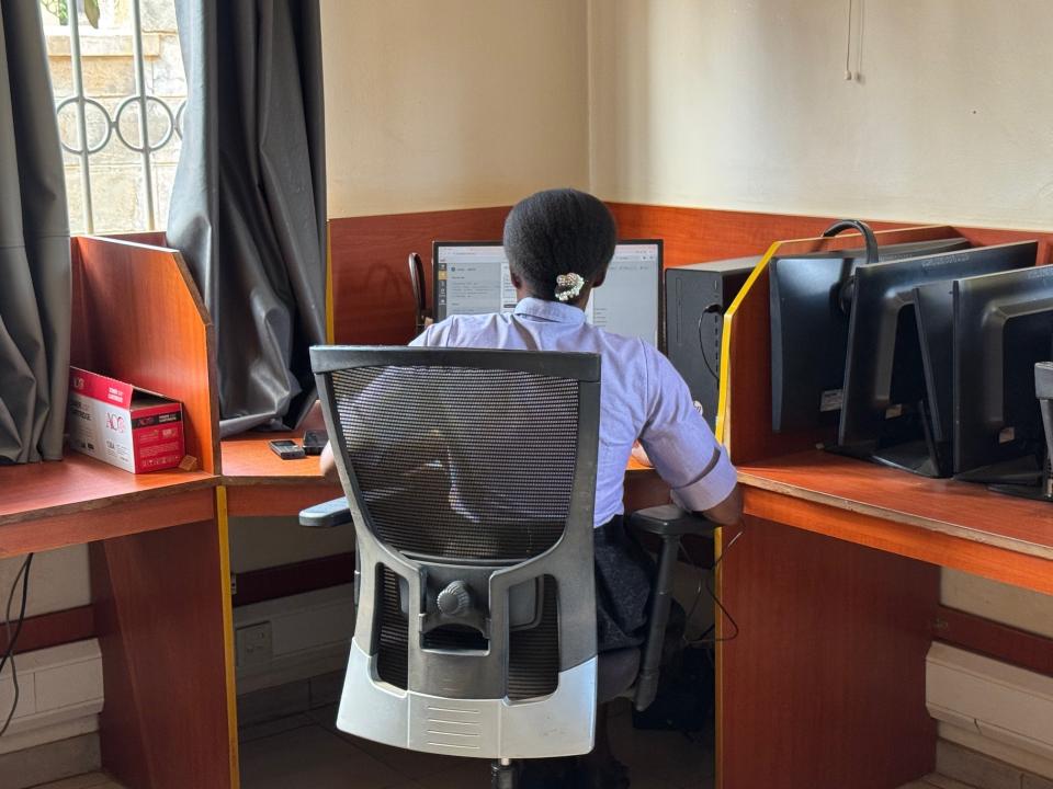 Female counsellor sitting at desk