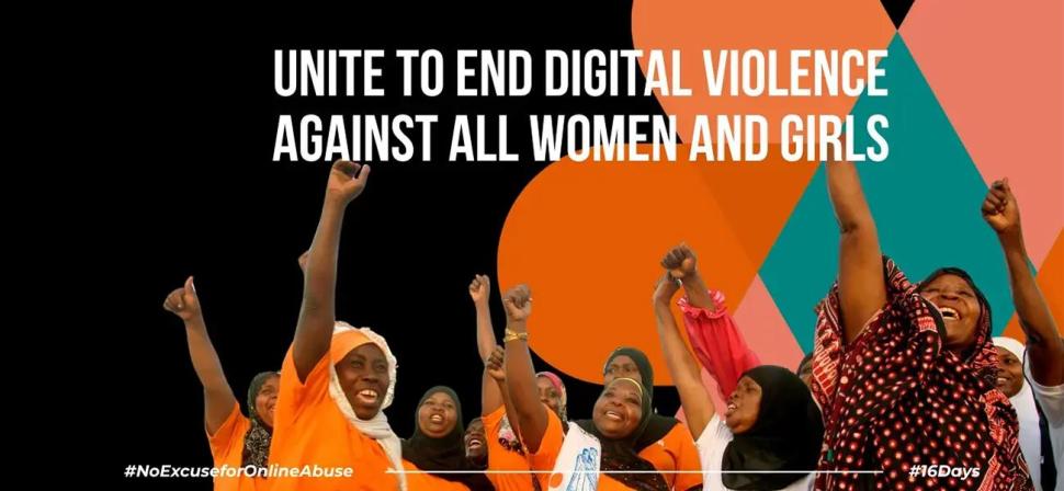 Text reads unite to end violence against all women and girls